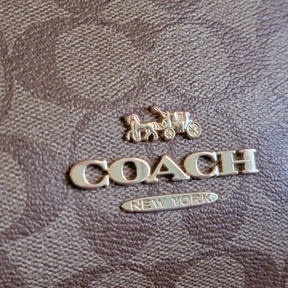 Coach F79993 Marlon Hobo Bag Brown Signature Coated Canvas Pebbled Leather Purse - Picture 2 of 16